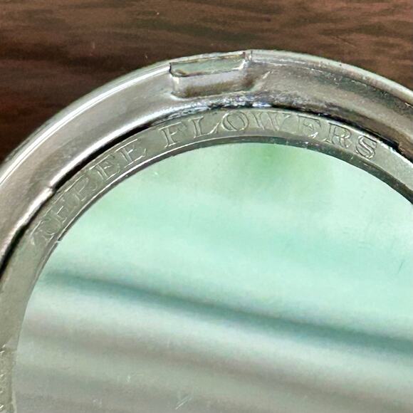 Vintage “Three Flowers” Metal Powder Compact Richard-Hudnut Mirror Case & Puff - Picture 3 of 14